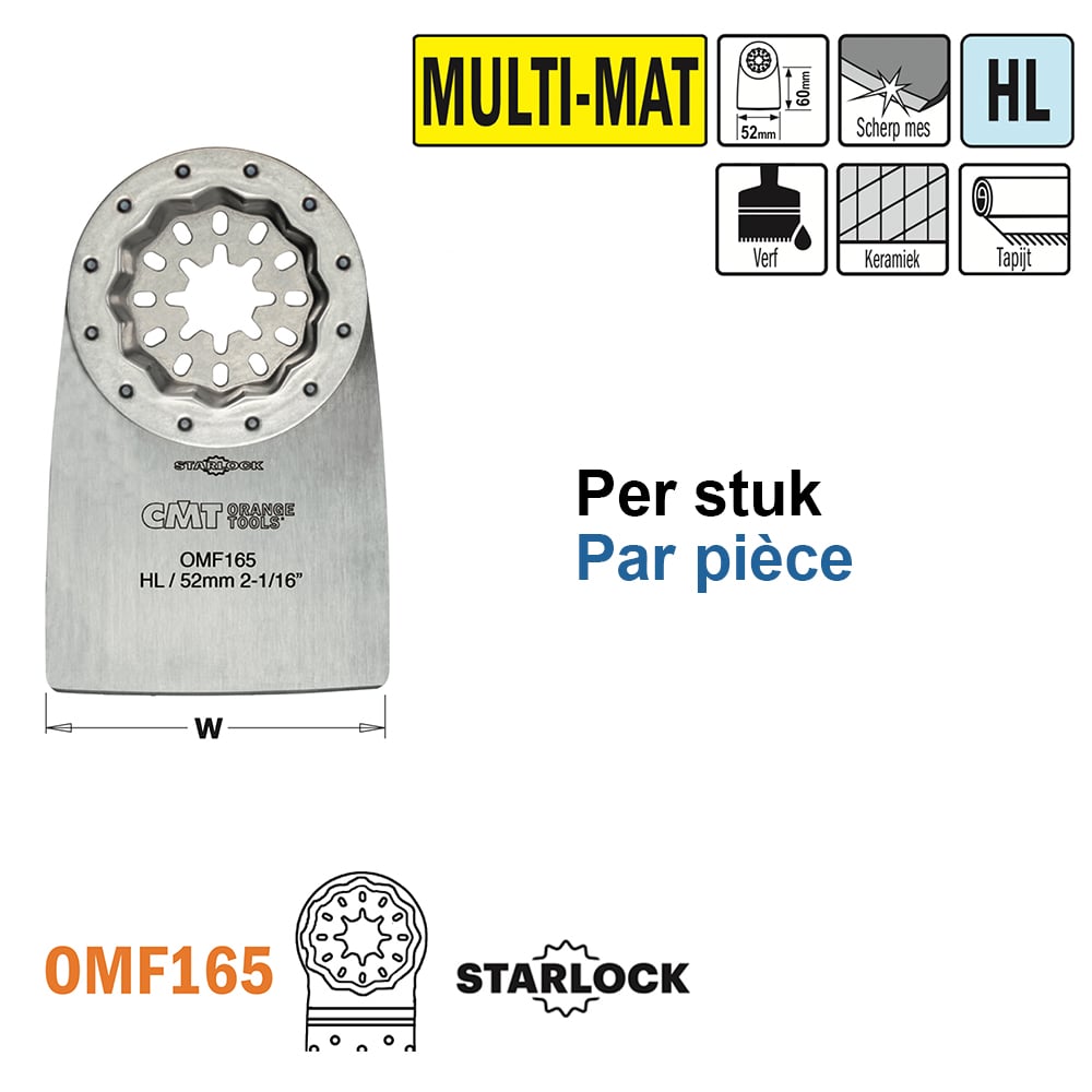 HL flexibele spatel/schraper voor alle materialen, 52mm