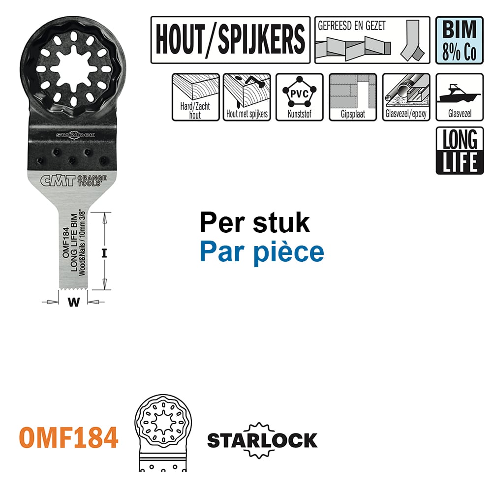 Multitoolzaagblad voor hout met spijkers, 10mm