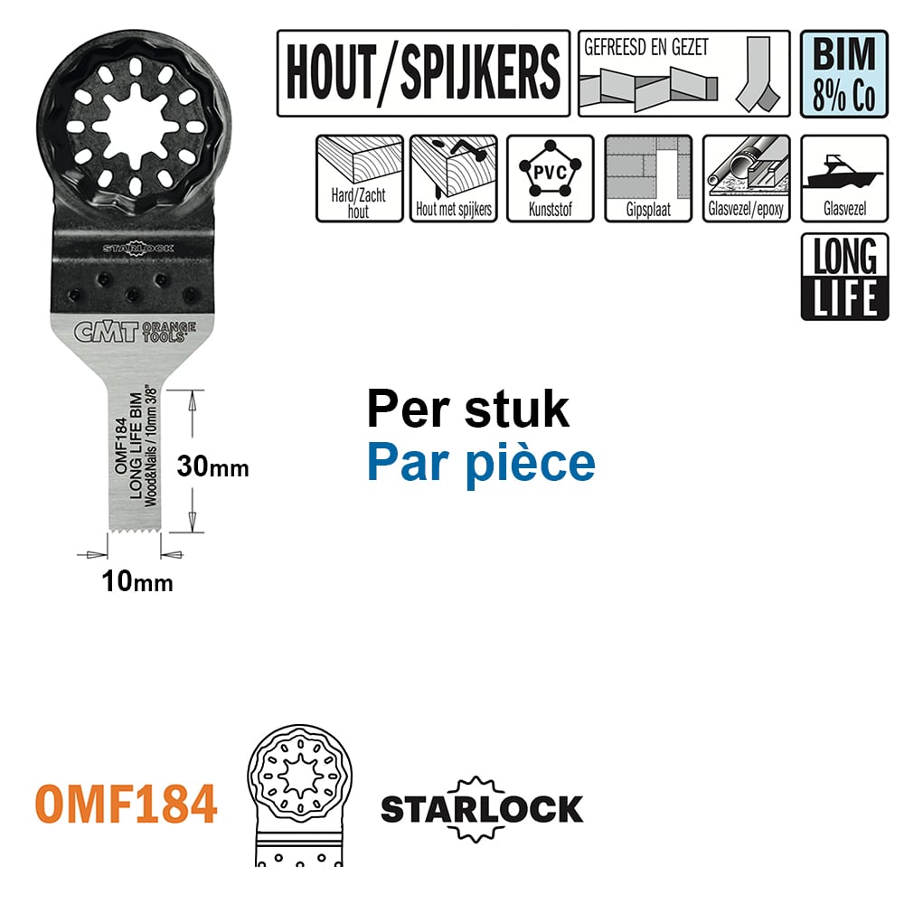 Multitoolzaagblad voor hout met spijkers, 10mm