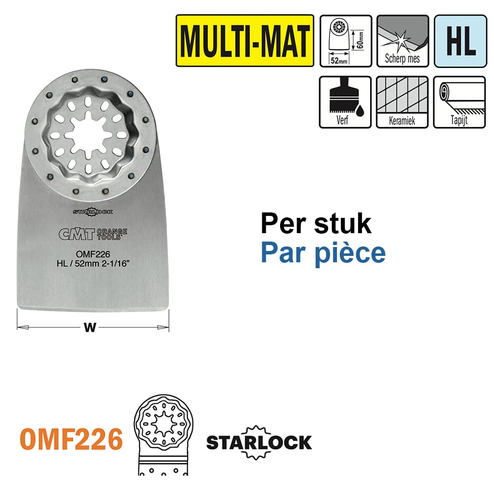 Flexibele spatel/schraper voor alle materialen, 52mm