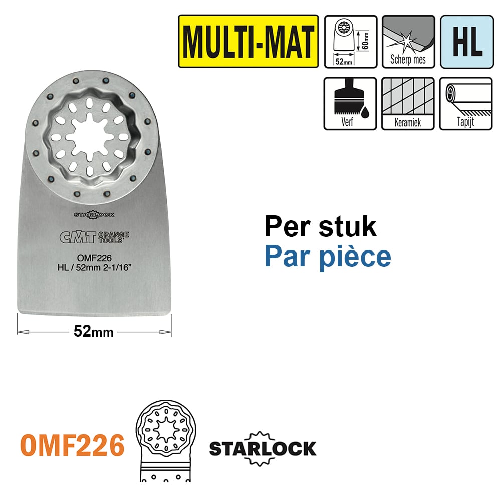 Flexibele spatel/schraper voor alle materialen, 52mm