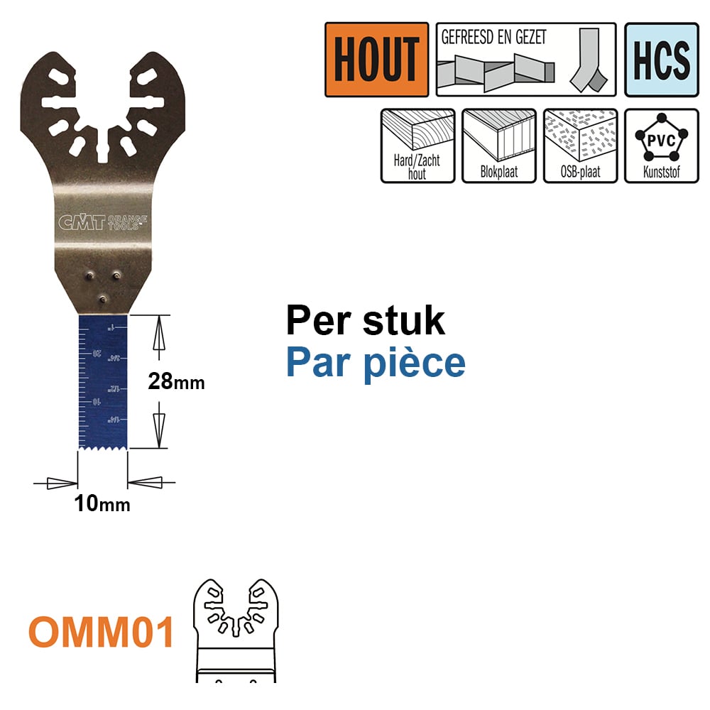 Multitoolzaagblad voor hout, 10mm
