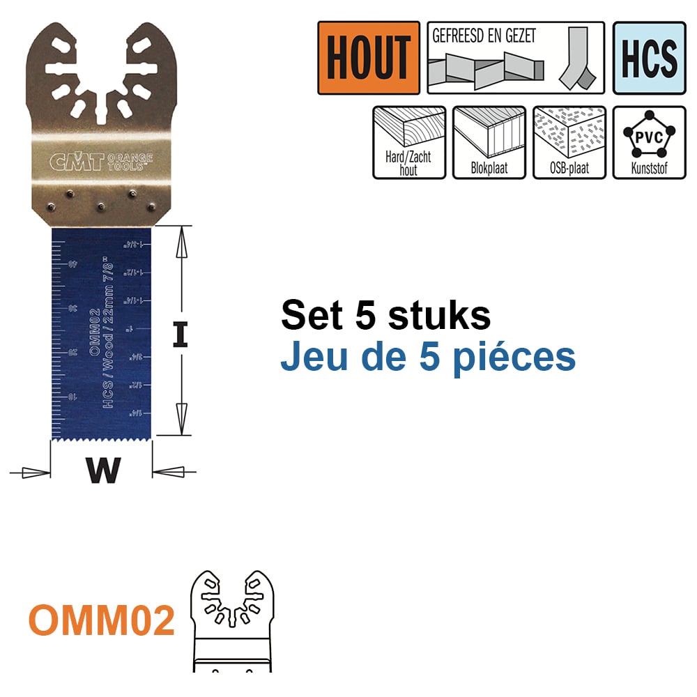 Multitoolzaagblad voor hout, 22mm