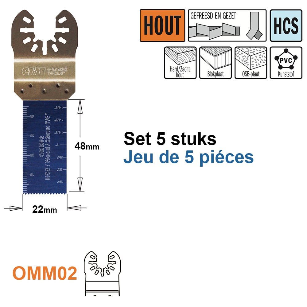 Multitoolzaagblad voor hout, 22mm