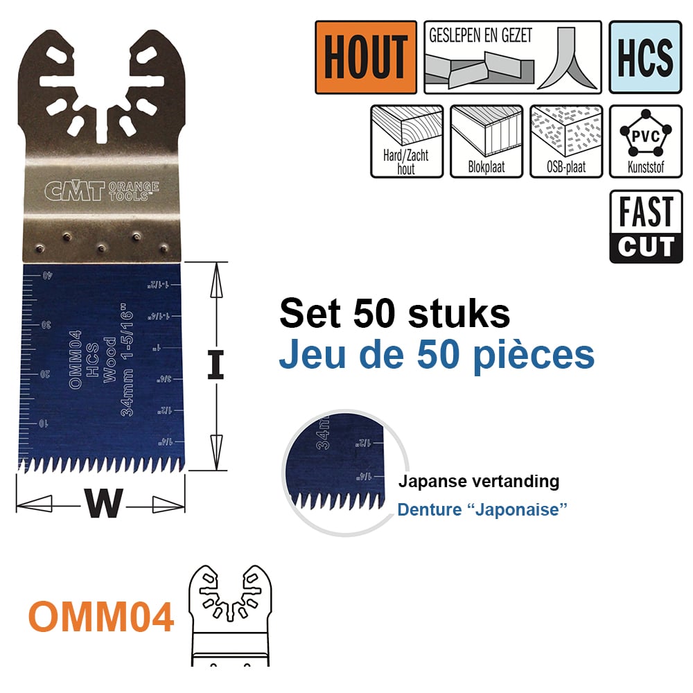 Multitoolzaagblad (Japanse vertanding) voor hout, 34mm
