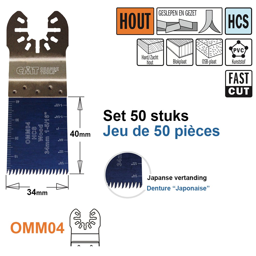 Multitoolzaagblad (Japanse vertanding) voor hout, 34mm