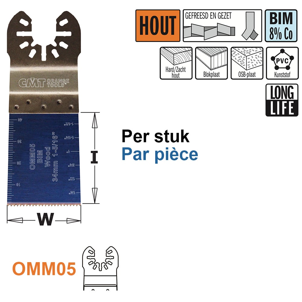 Mulltitoolzaagblad voor hout, 34mm