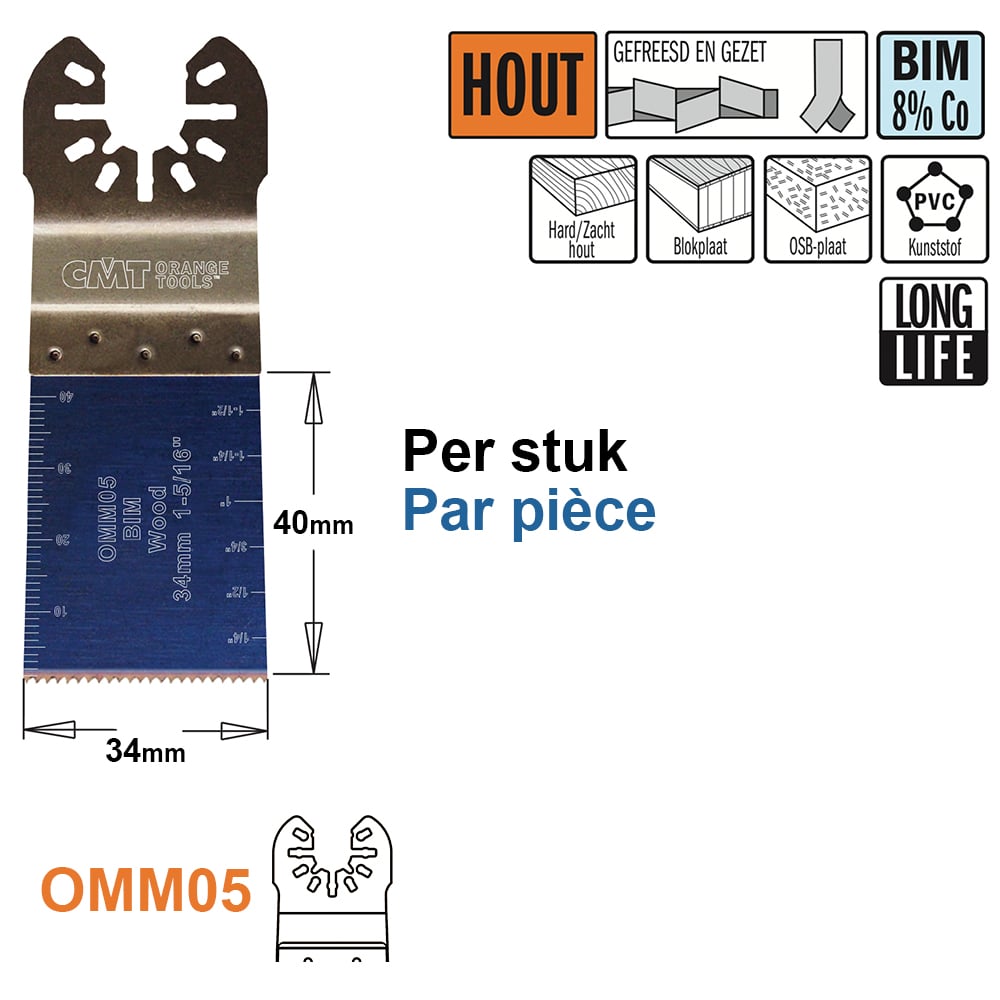 Mulltitoolzaagblad voor hout, 34mm