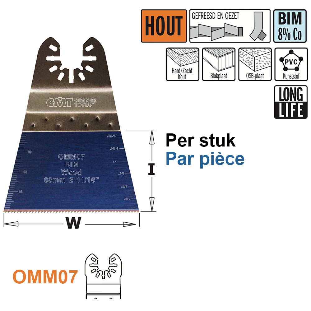 Multitoolzaagblad voor hout, 68mm