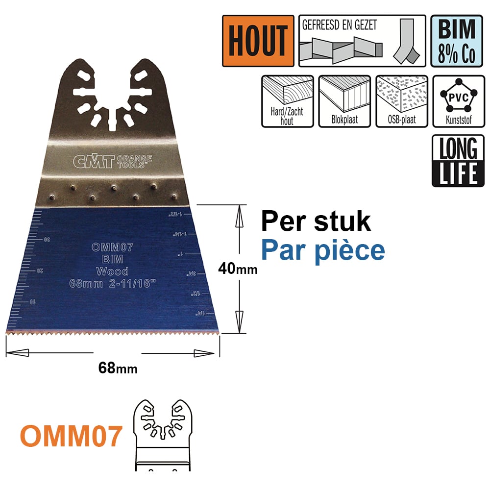 Multitoolzaagblad voor hout, 68mm