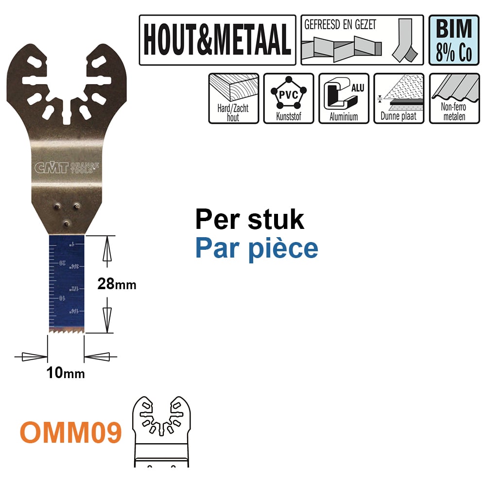 Multitoolzaagblad voor hout en metaal, 10mm