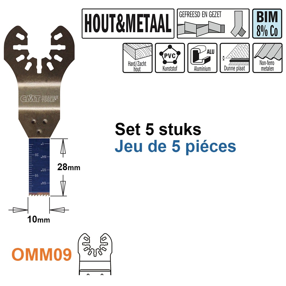 Multitoolzaagblad voor hout en metaal, 10mm