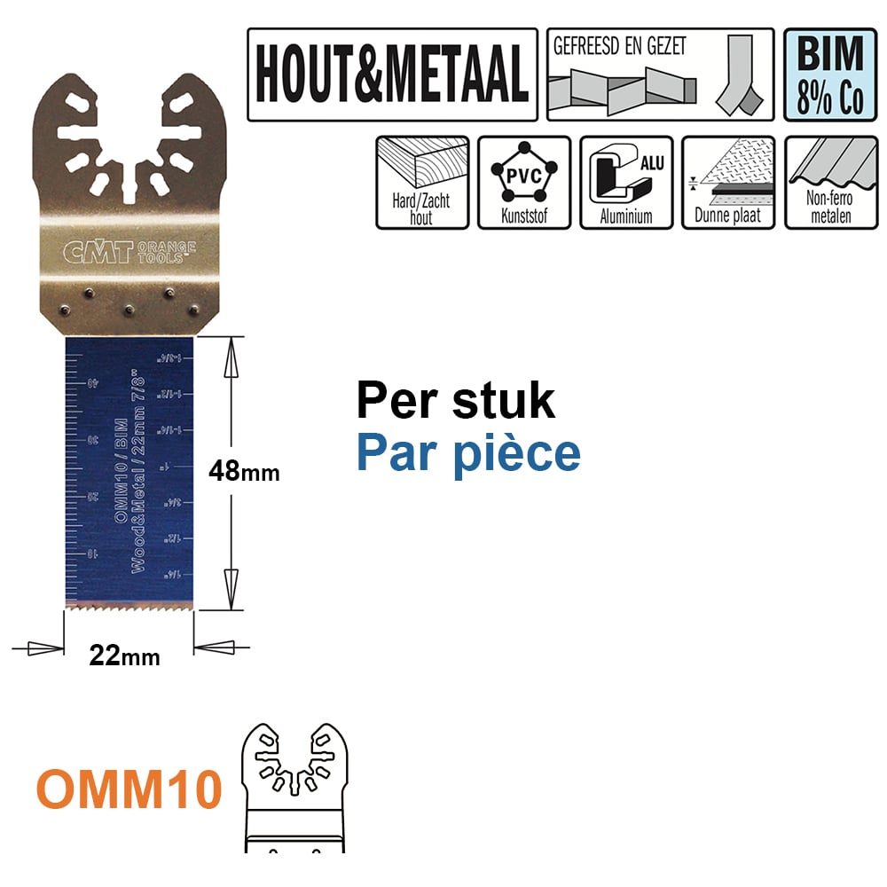 Multitoolzaagblad voor hout en metaal, 22mm