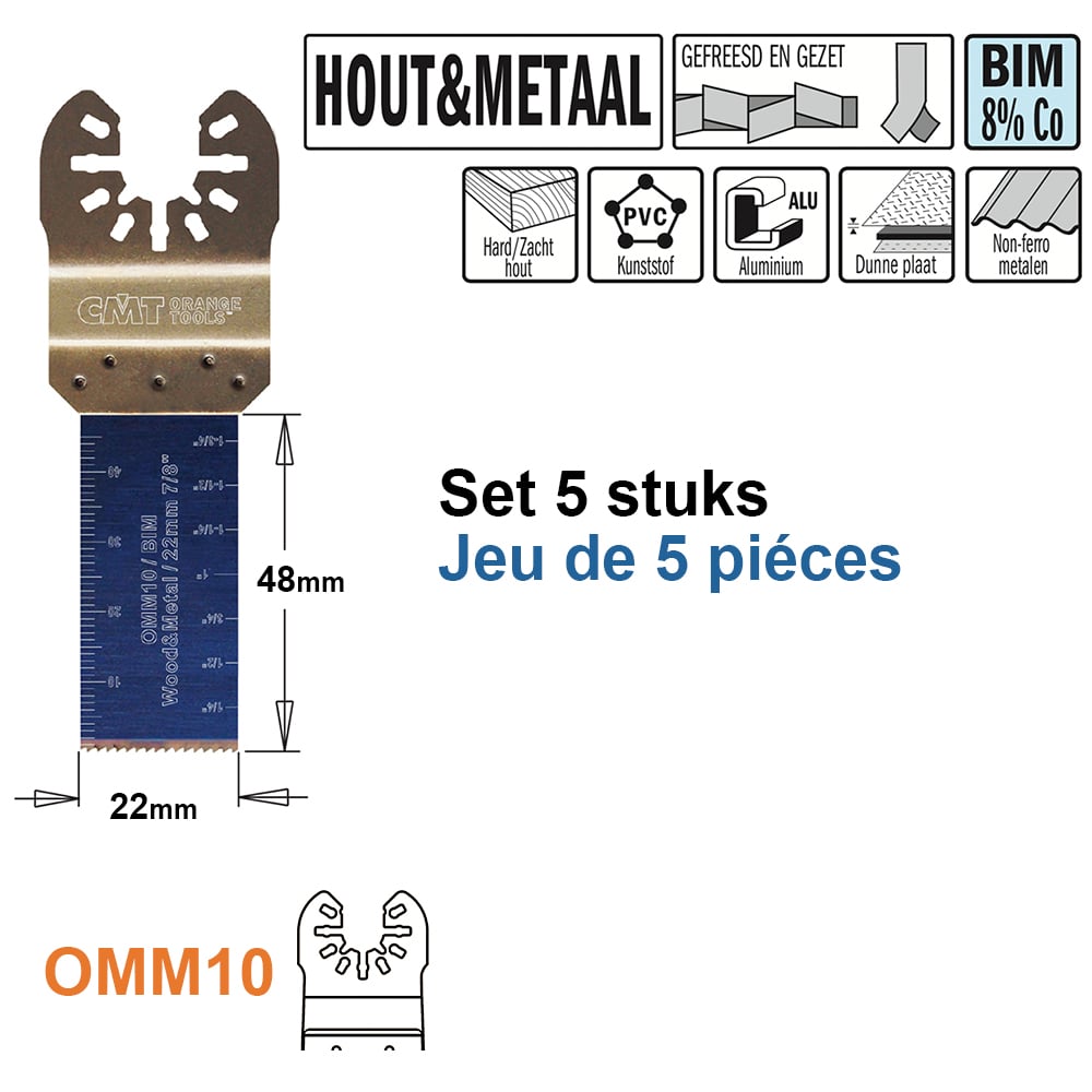 Multitoolzaagblad voor hout en metaal, 22mm