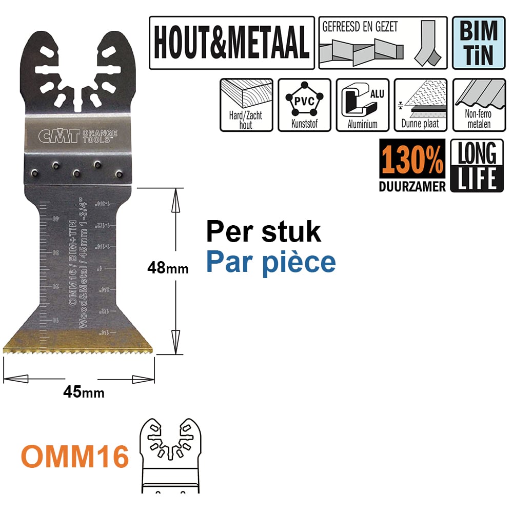 Multitoolzaagblad voor hout en metaal, 45mm