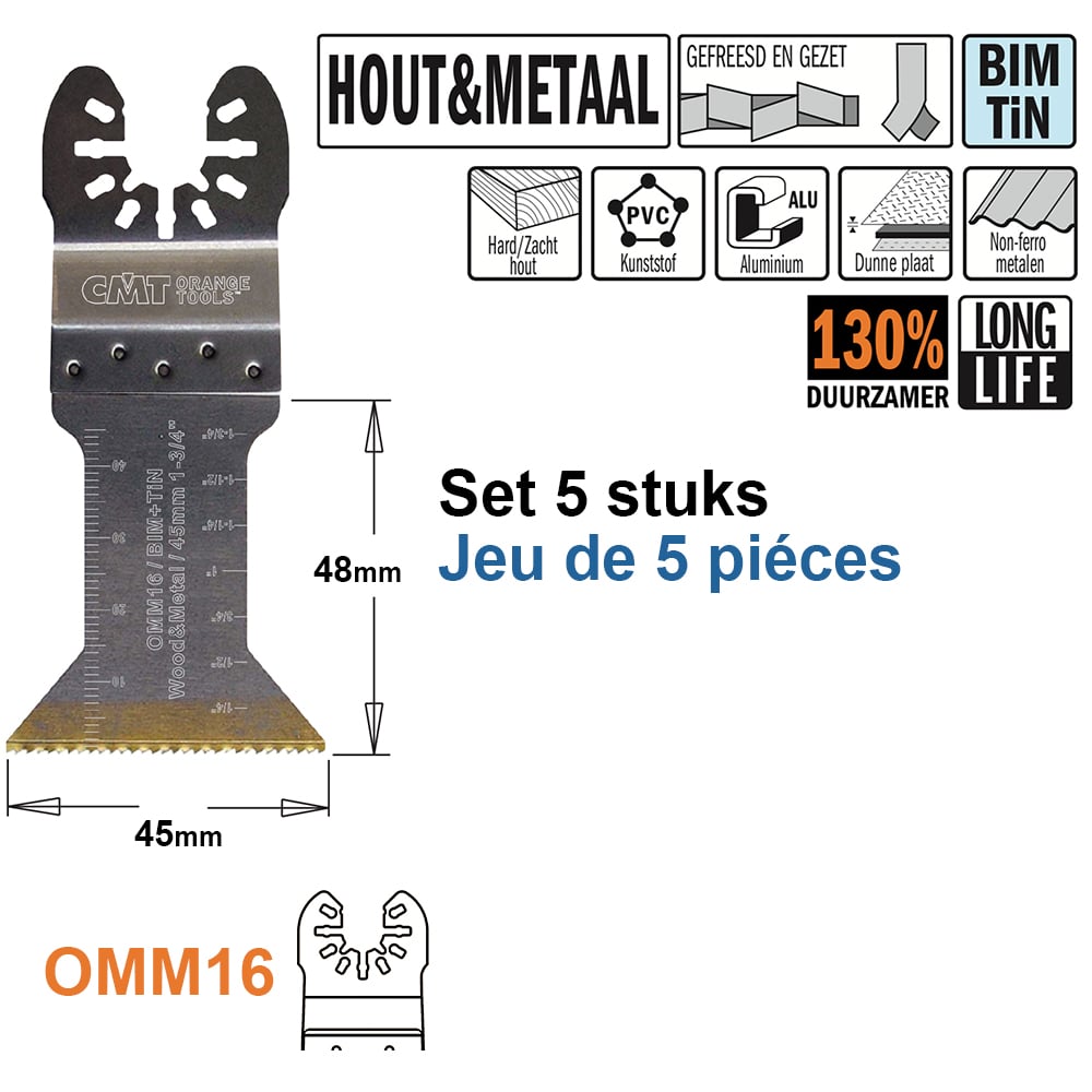 Multitoolzaagblad voor hout en metaal, 45mm