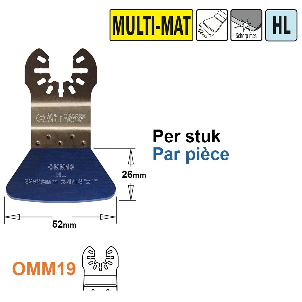 HL stabiele spatel/ schraper voor alle materialen, 52mm