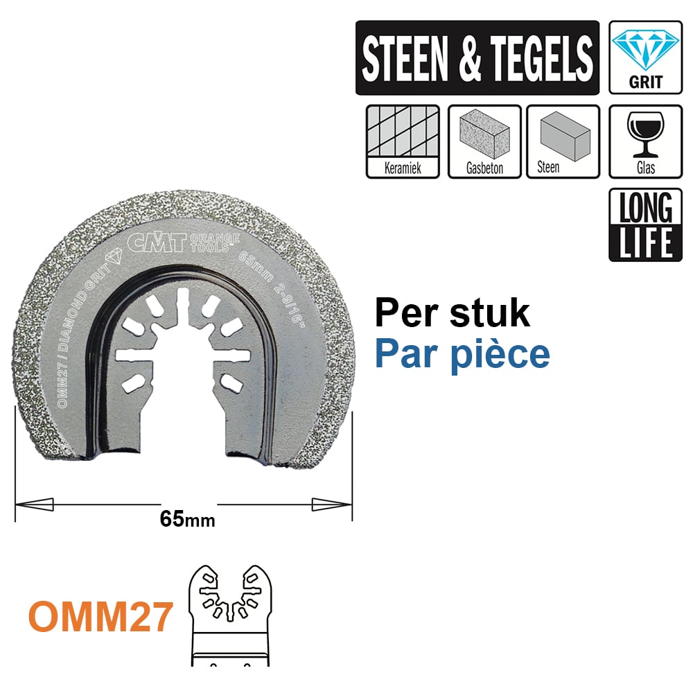 Rond Dia grit multitoolzaagblad, 65mm