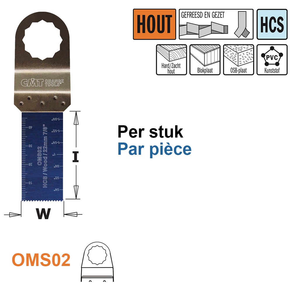 Multitoolzaagblad voor hout, 22mm