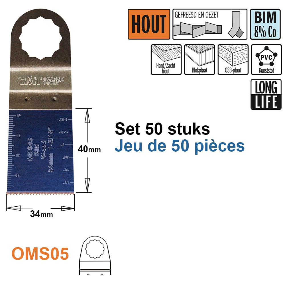 Multitoolzaagblad voor hout, 34mm