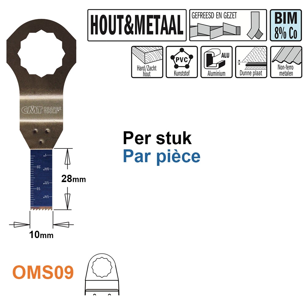 Multitoolzaagblad voor hout en metaal, 10mm