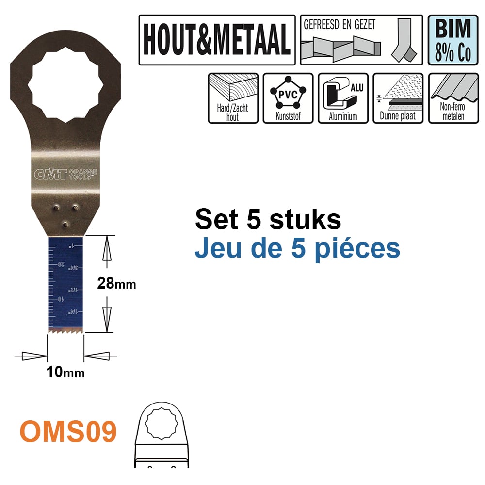 Multitoolzaagblad voor hout en metaal, 10mm