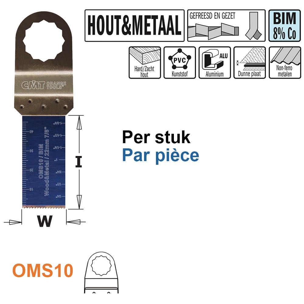 Multitoolzaagblad voor hout en metaal, 22mm