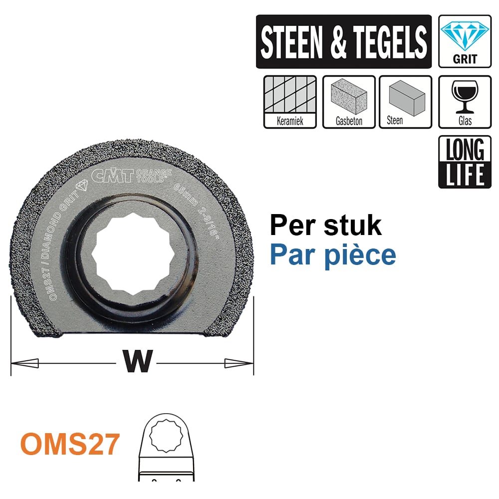 Rond Dia grit multitoolzaagblad, 65mm