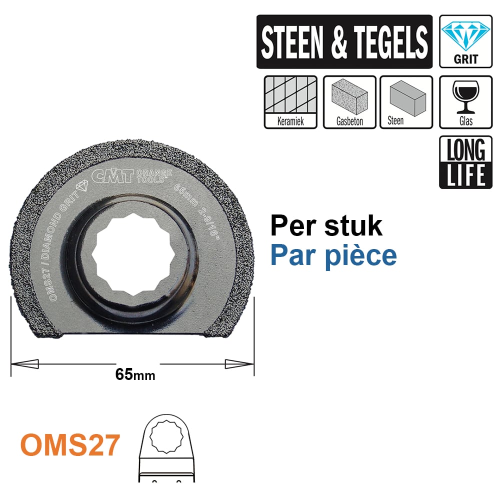 Rond Dia grit multitoolzaagblad, 65mm