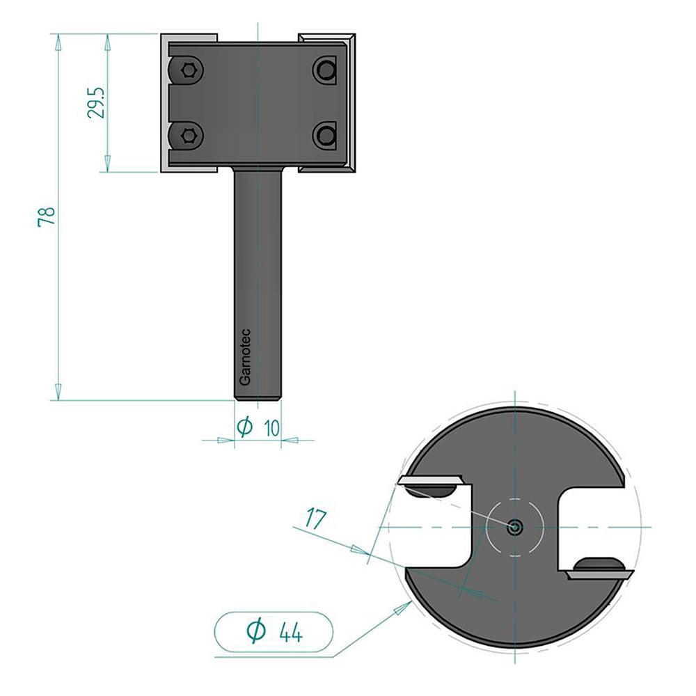 Rabatfrees met wisselbare messen voor inbouw slot No-Ha"", HW